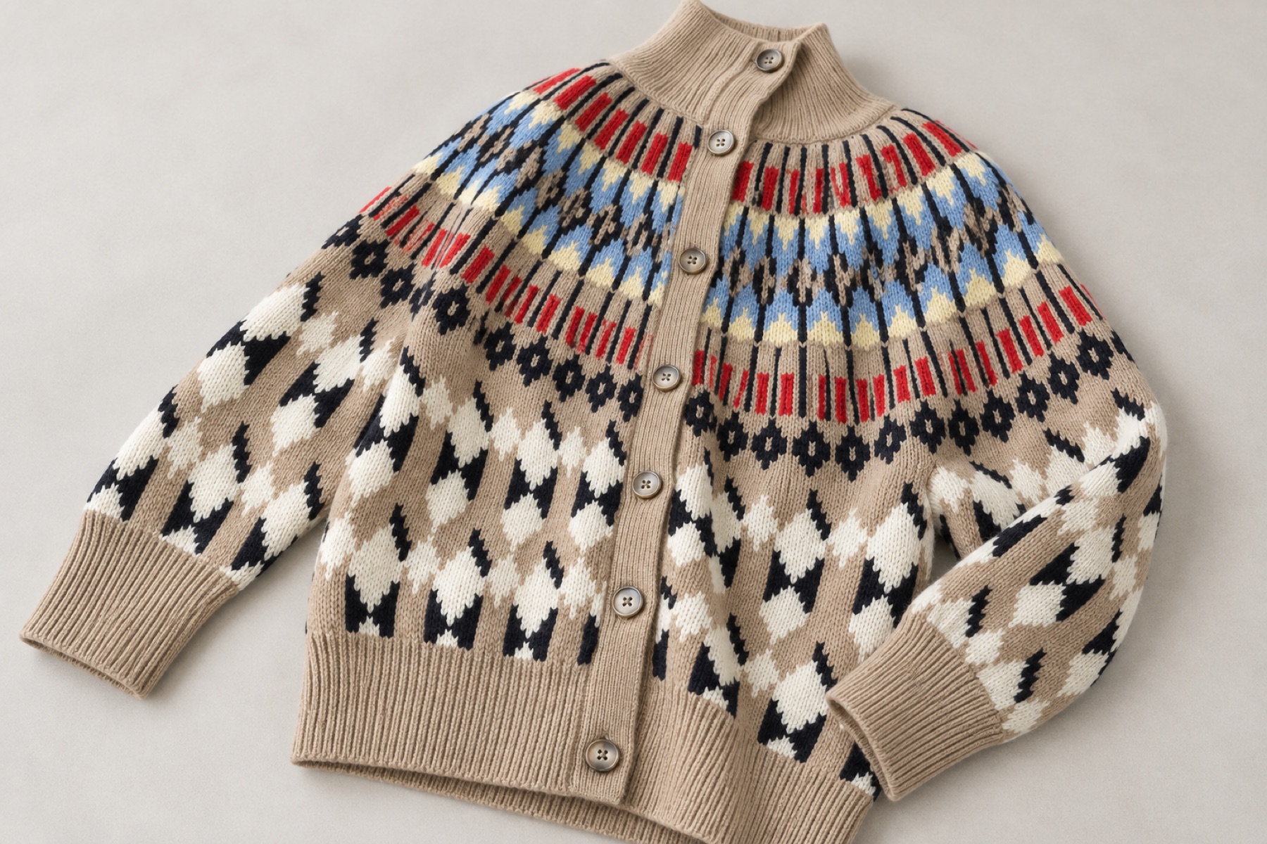 Multicolour engineered jacquard cardigan